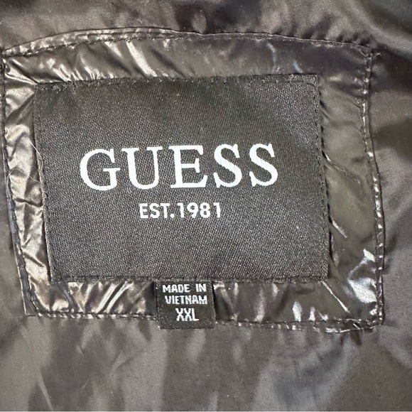 Guess Men's Hooded Puffer Jacket Size XXL 2XL Glossy Mid-Weight Zip Pockets NWOT - Picture 4 of 13
